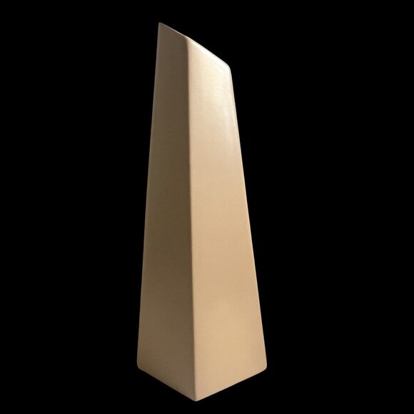 Vintage Modernist Tan Geometric Vase By Toyo Japan - Picture 3 of 7